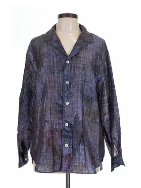 Chico's Design Sheer Textured Button-Up Blouse in Blue and Purple